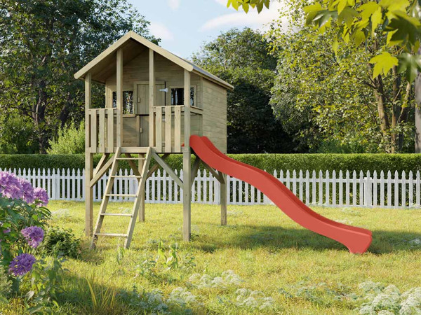 Cabane de jardin sur pilotis Big House KDI incl. toboggan rouge