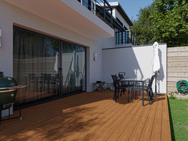 Lame de terrasse Tiger ABODO Vulcan Pinus Radiata brun foncé