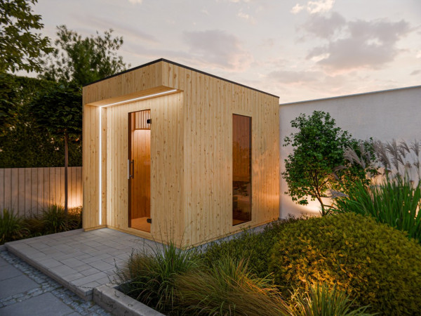 Sauna de jardin Musta 2 – 72 mm avec porte vitrée, naturel