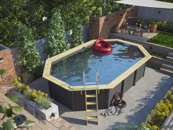 Piscine en bois Karibu « anthracite » X 4 38 mm, B-WARE-poste spécial