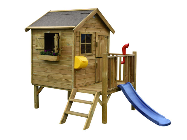 Cabane de jardin sur pilotis Funny L KDI incl. toboggan bleu