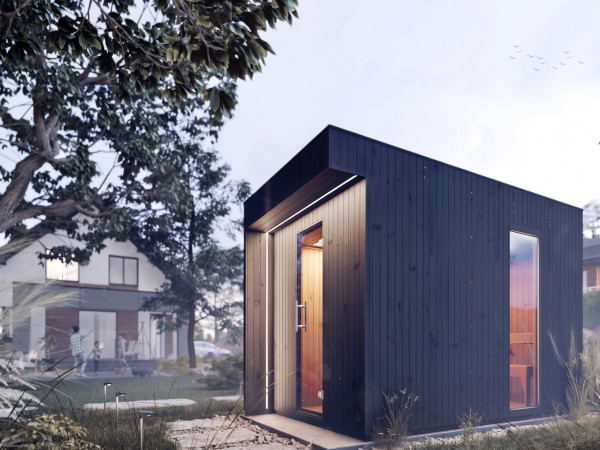 Sauna extérieur Musta avec poêle finlandais 9 kW et commande externe