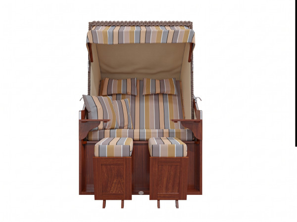Fauteuil-cabine de plage Römo, design rayures - beige, avec housse de protection