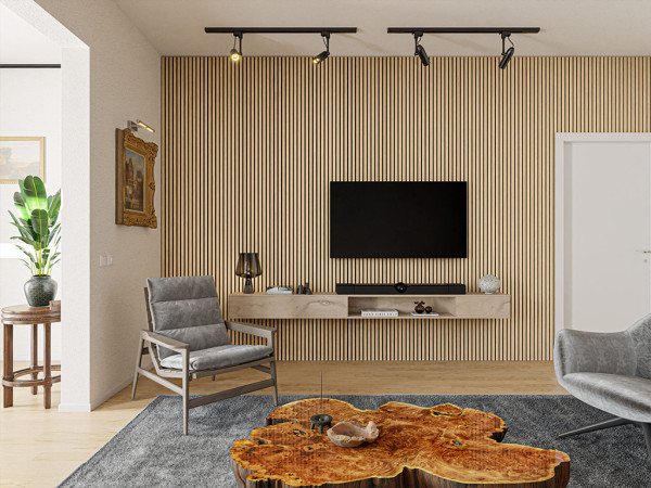 Panneaux acoustiques revêtement mural Light Oak 240 cm feutre noir