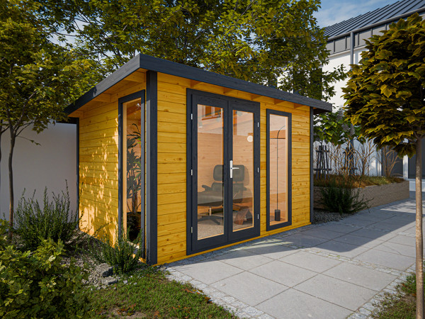 Abri de jardin / bureau de jardin Karvo 2 28 mm chêne/anthracite