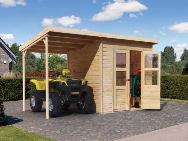 Abri de jardin Merseburg 5 avec toit en appentis de 166 cm 14 mm naturel