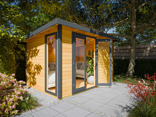 Abri de jardin / bureau de jardin Karvo 1 28 mm chêne/anthracite