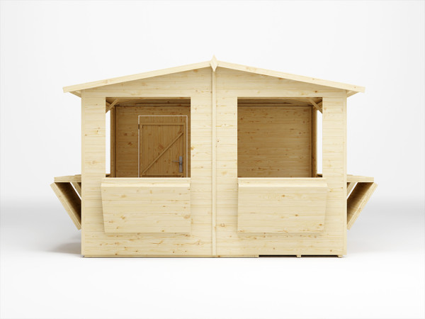 Stand de marché / stand de vente Moose 16 mm non traité incl. 6 fenêtres de vente