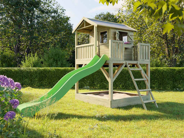 Illustration montrant la maison sur pilotis avec poignées (en option)