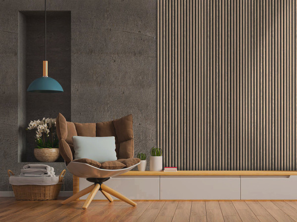 Panneaux acoustiques revêtement mural Grey Oak 240 cm feutre noir