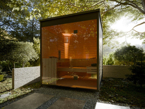 Sauna de jardin Lilly noir SPARSET poêle 9kW et cordes int.