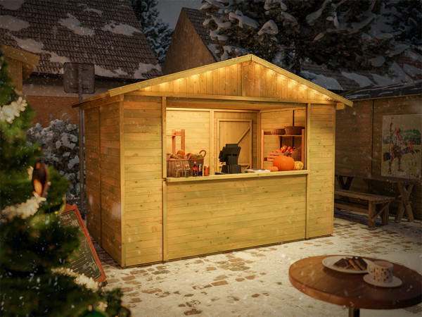 Stand de marché - stand de vente Noel 5,9 m² 16 mm KDI vert incl. sol