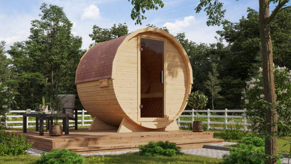Sauna tonneau Royal 1 brut / Non traité en épicéa nordique