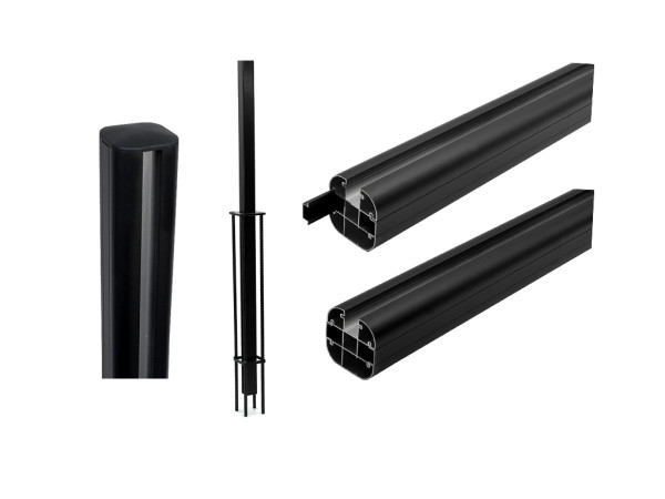 Kit de poteaux avec supports pour poteaux, visserie, et profilés de finition pour clôture à composer