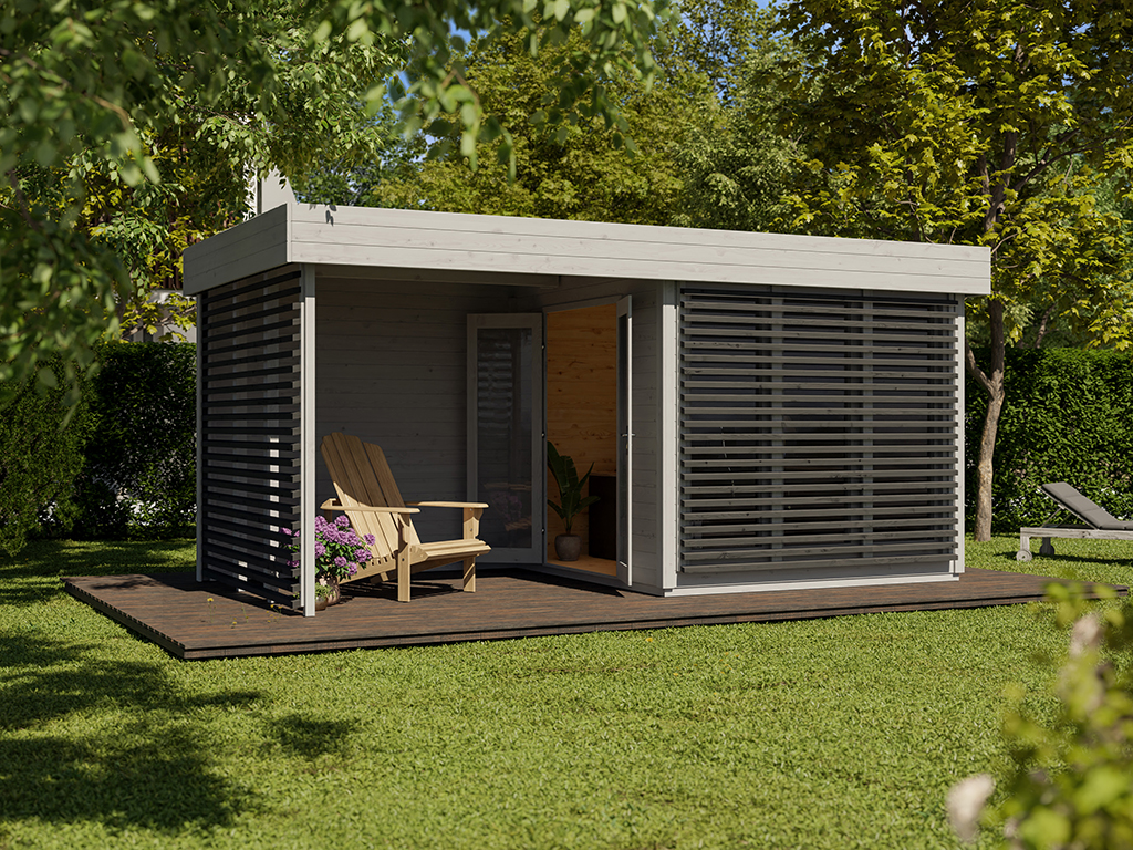 Abri de jardin Homeoffice Ivar 28 mm naturel avec extension 264 cm Tous les abris de jardin